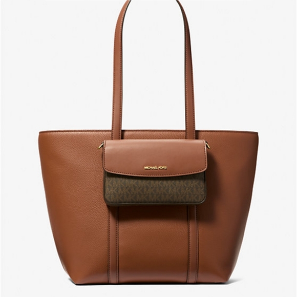 MICHAEL KORS Jet Set Large 2-in-1 Pebbled Leather Tote Bag NWT